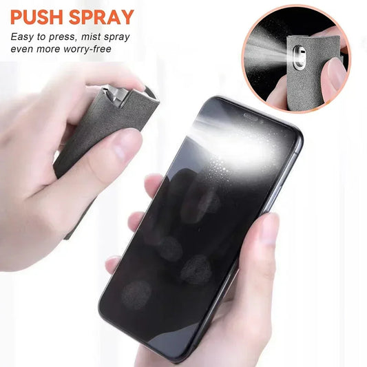 Multifunction 2 In 1 Phone Screen Spray Cleaner For Phones Tablet Laptop Computer Screen Dust Removal Microfiber Cloth Set